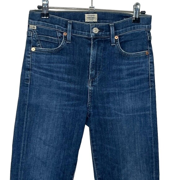 Citizens Of Humanity Rocket High Rise Crop in Carmel Blue Raw Hem Womens Size 25 - Picture 2 of 12